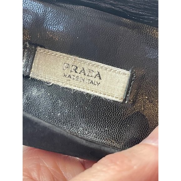Prada Black Suede Round Toe Kitten Heel Size EU 37.5/US 7 - Picture 9 of 9